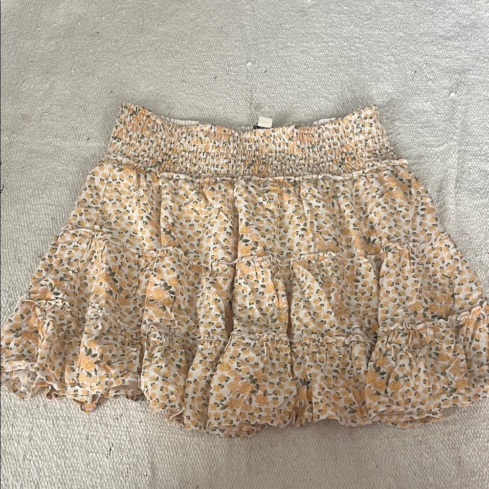 American Eagle Outfitters Yellow Floral Mini Skirt